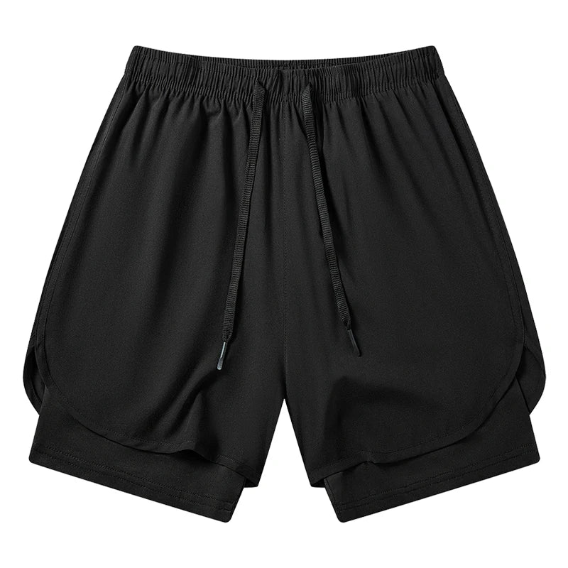 Men's 2-in-1 Running Workout Shorts with Phone Pocket and Towel Loop - Quick Dry Stretchy Athletic Performance Activewear
