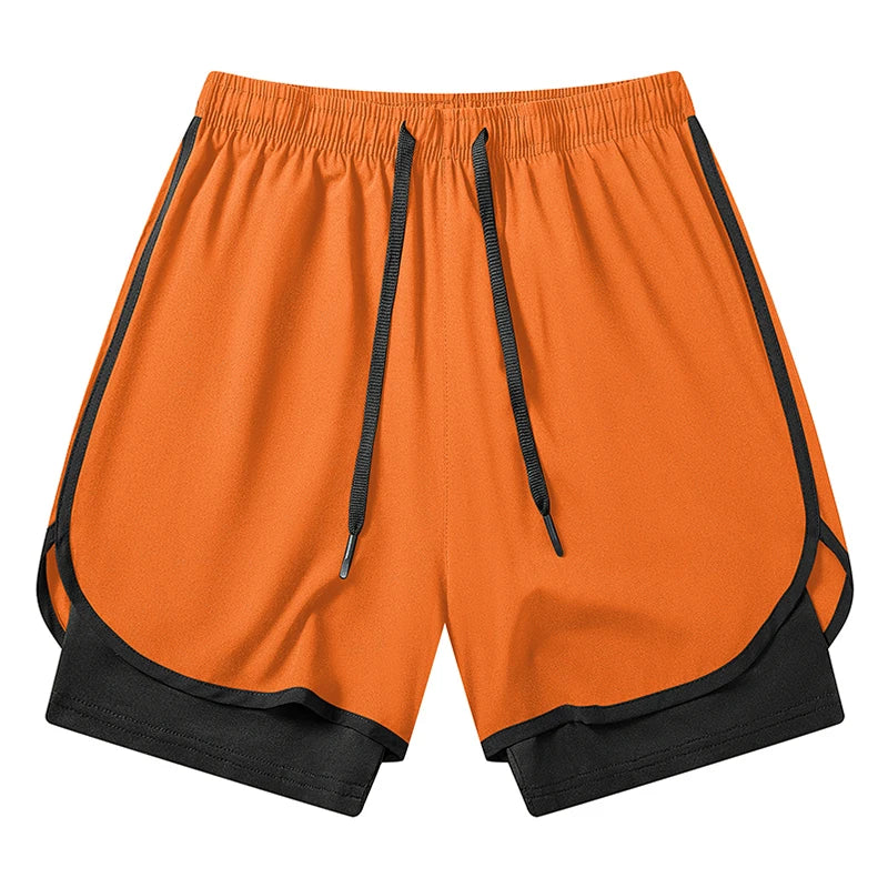 Men's 2-in-1 Running Workout Shorts with Phone Pocket and Towel Loop - Quick Dry Stretchy Athletic Performance Activewear