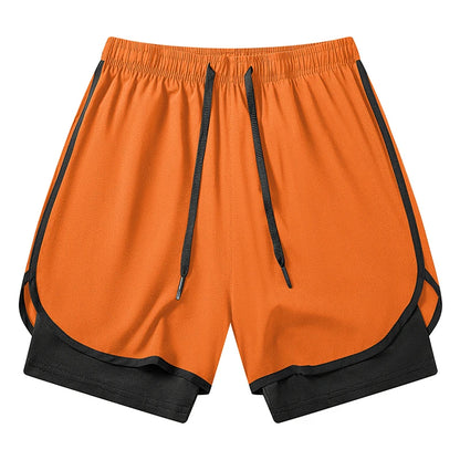 Men's 2-in-1 Running Workout Shorts with Phone Pocket and Towel Loop - Quick Dry Stretchy Athletic Performance Activewear