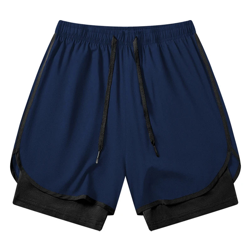Men's 2-in-1 Running Workout Shorts with Phone Pocket and Towel Loop - Quick Dry Stretchy Athletic Performance Activewear