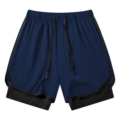 Men's 2-in-1 Running Workout Shorts with Phone Pocket and Towel Loop - Quick Dry Stretchy Athletic Performance Activewear