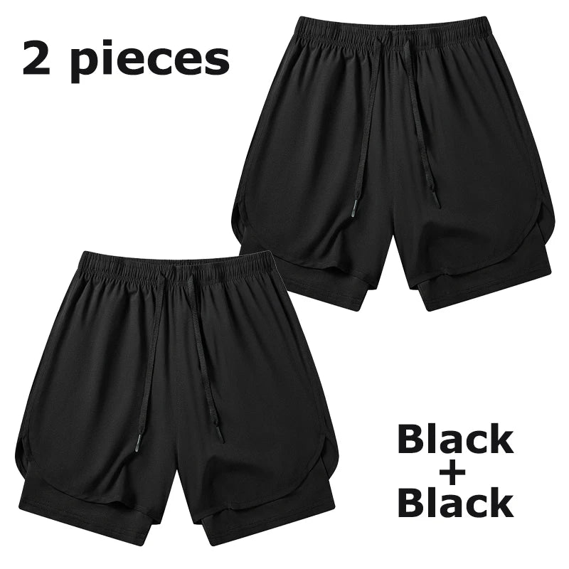 Men's 2-in-1 Running Workout Shorts with Phone Pocket and Towel Loop - Quick Dry Stretchy Athletic Performance Activewear