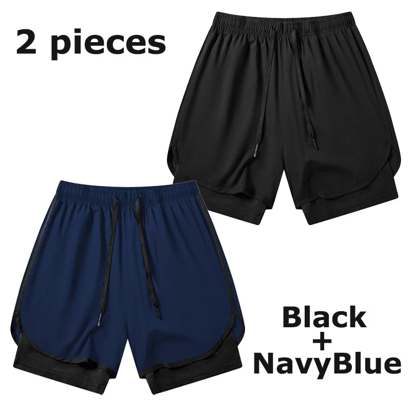 Men's 2-in-1 Running Workout Shorts with Phone Pocket and Towel Loop - Quick Dry Stretchy Athletic Performance Activewear