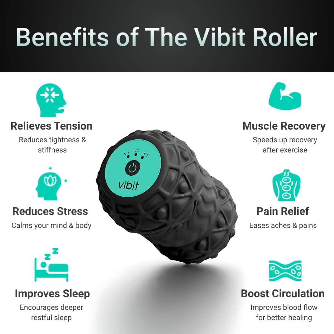 - Vibrating Massager for Plantar Fasciitis, Pain Relief and Sciatica, Foot and Body Portable Massage Roller, Deep Tissue Pain Relief from Feet to Neck, Electric, 3 Vibration Levels (Black)