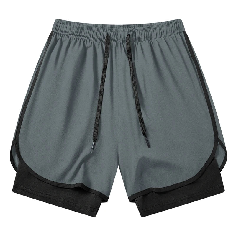 Men's 2-in-1 Running Workout Shorts with Phone Pocket and Towel Loop - Quick Dry Stretchy Athletic Performance Activewear