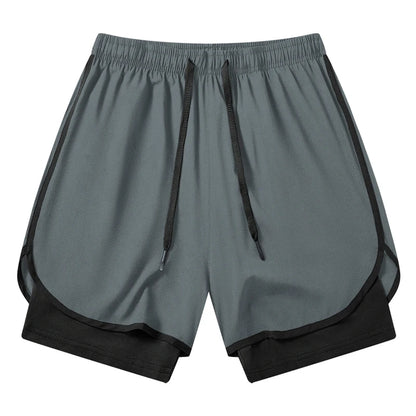 Men's 2-in-1 Running Workout Shorts with Phone Pocket and Towel Loop - Quick Dry Stretchy Athletic Performance Activewear