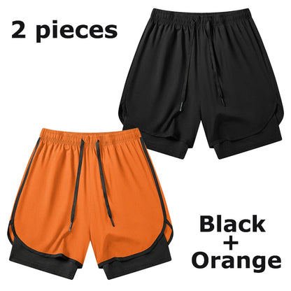 Men's 2-in-1 Running Workout Shorts with Phone Pocket and Towel Loop - Quick Dry Stretchy Athletic Performance Activewear