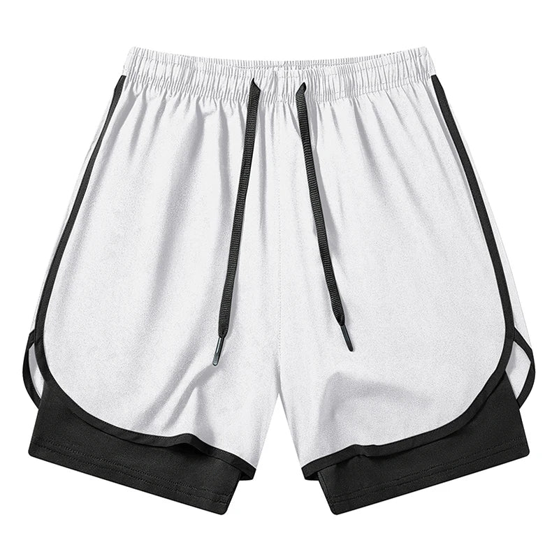 Men's 2-in-1 Running Workout Shorts with Phone Pocket and Towel Loop - Quick Dry Stretchy Athletic Performance Activewear