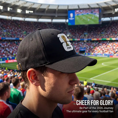 FIFA 2026 World Cup Commemorative Victory Cap - Trophy Silhouette Snapback Baseball Hat, White/Green/Black Casual Fan Collectible for Sports, Streetwear