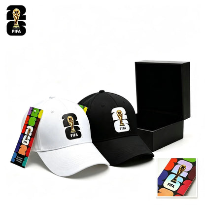 FIFA 2026 World Cup Commemorative Victory Cap - Trophy Silhouette Snapback Baseball Hat, White/Green/Black Casual Fan Collectible for Sports, Streetwear