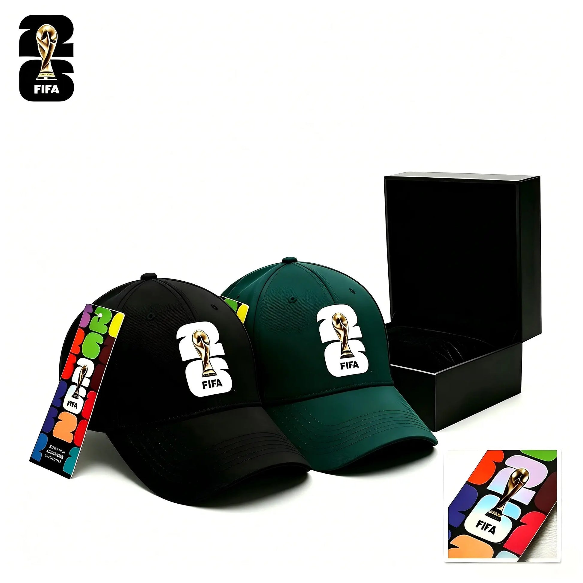 FIFA 2026 World Cup Commemorative Victory Cap - Trophy Silhouette Snapback Baseball Hat, White/Green/Black Casual Fan Collectible for Sports, Streetwear