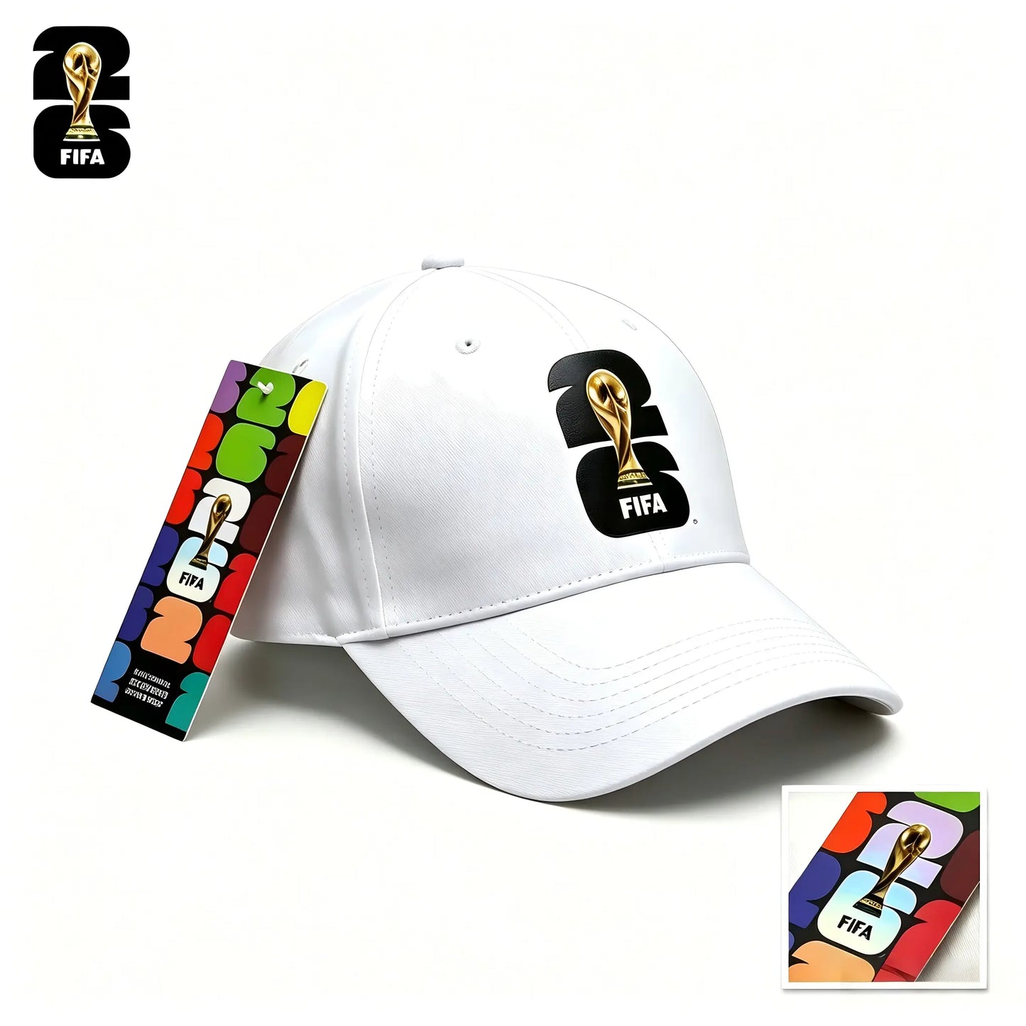 FIFA 2026 World Cup Commemorative Victory Cap - Trophy Silhouette Snapback Baseball Hat, White/Green/Black Casual Fan Collectible for Sports, Streetwear