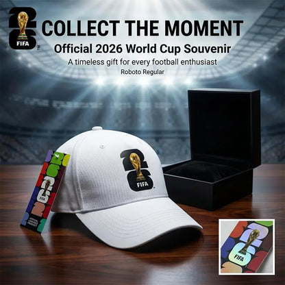 FIFA 2026 World Cup Commemorative Victory Cap - Trophy Silhouette Snapback Baseball Hat, White/Green/Black Casual Fan Collectible for Sports, Streetwear